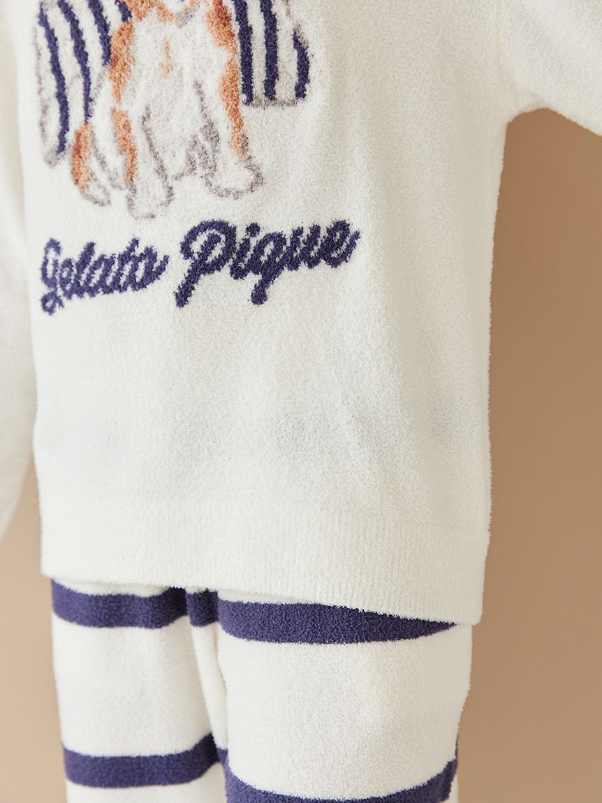 gelato pique「【ONLINE限定】【UNISEX】エアリーモコプレイフルDOGジャガードプルオーバー&ボーダーロングパンツセット」|ルームウェア|