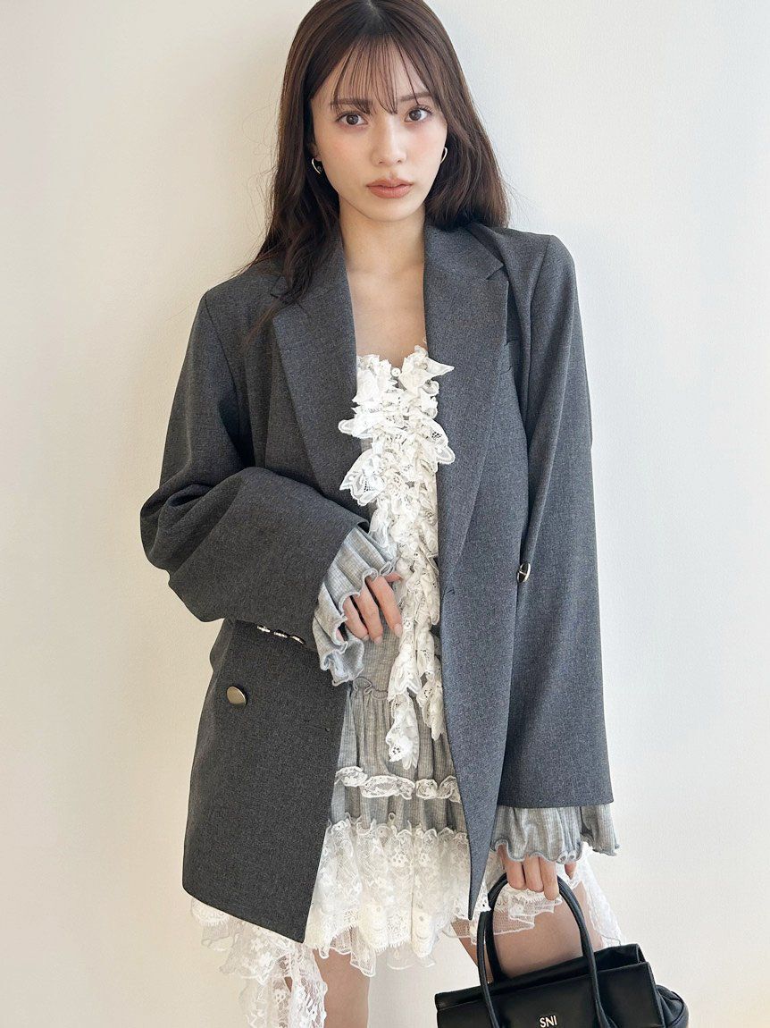 SNIDEL「Sustainableダブルブレストジャケット」|テーラードジャケット|GRY