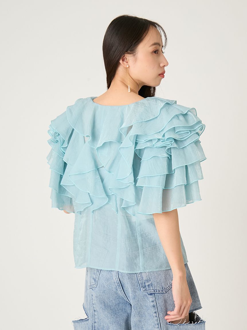 FRAY I.D「2wayフラワースリーブフリルBL」|シャツ・ブラウス|