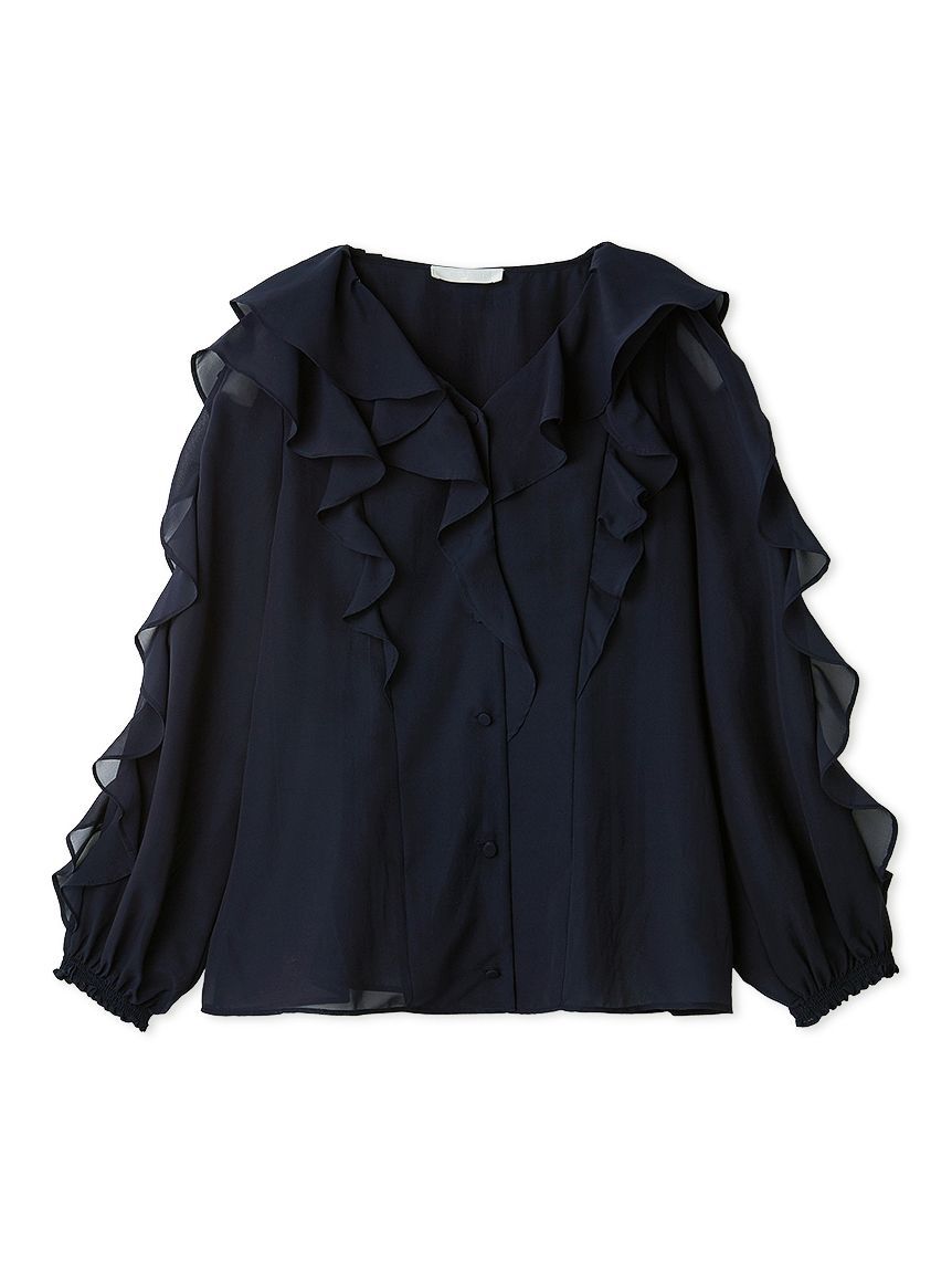 CELFORD「【洗える】ラッフルフリルブラウス」|シャツ・ブラウス|NVY
