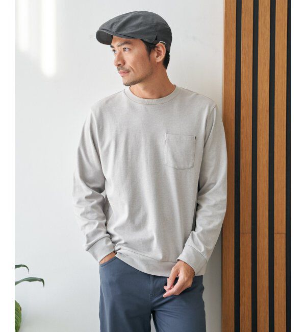 ikka「DRYダンボールWフェイストレロンT」|Tシャツ・カットソー|ライトグレー