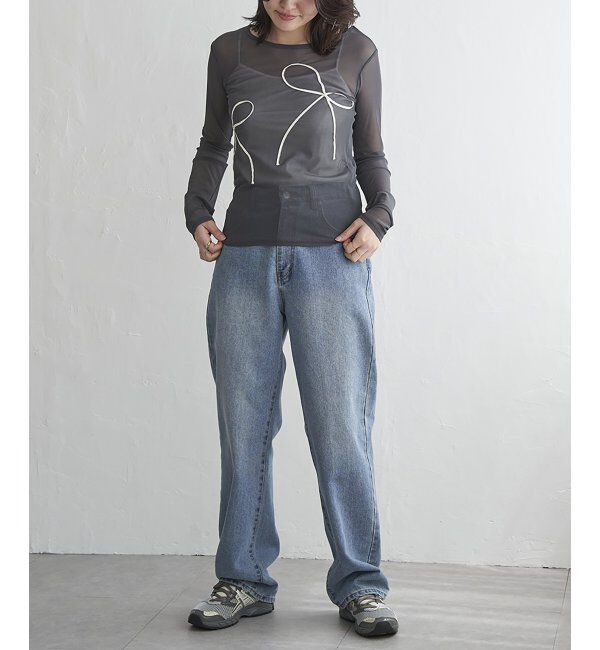 VENCE share style「シアーリボンコード刺繍プルオーバー」|Tシャツ・カットソー|