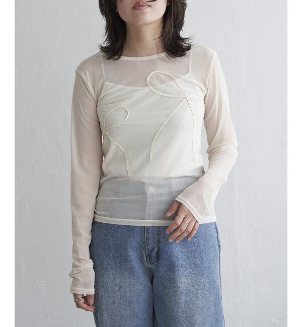 VENCE share style「シアーリボンコード刺繍プルオーバー」|Tシャツ・カットソー|