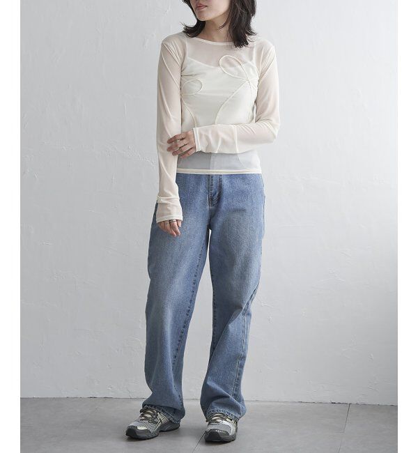 VENCE share style「シアーリボンコード刺繍プルオーバー」|Tシャツ・カットソー|