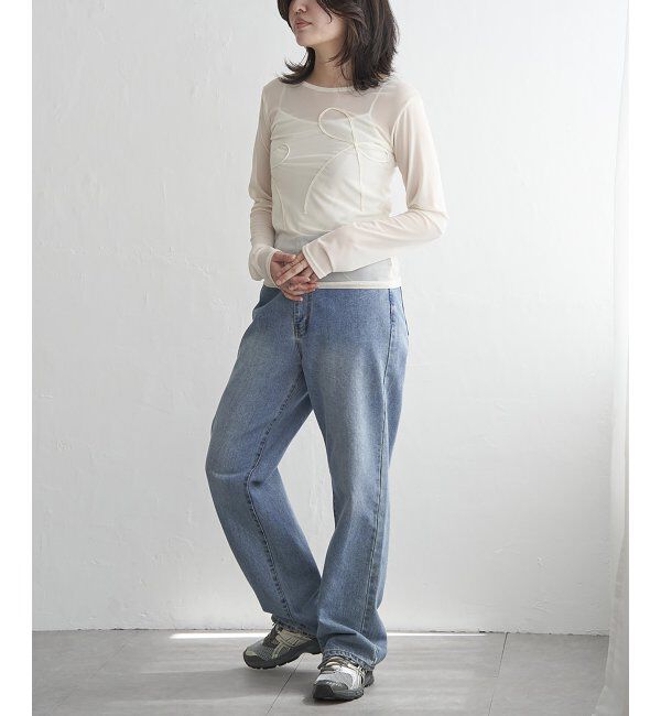 VENCE share style「シアーリボンコード刺繍プルオーバー」|Tシャツ・カットソー|