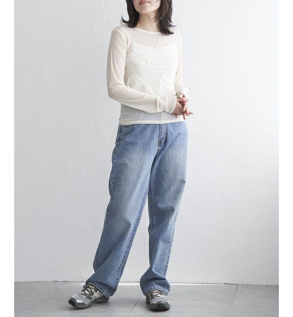 VENCE share style「シアーリボンコード刺繍プルオーバー」|Tシャツ・カットソー|