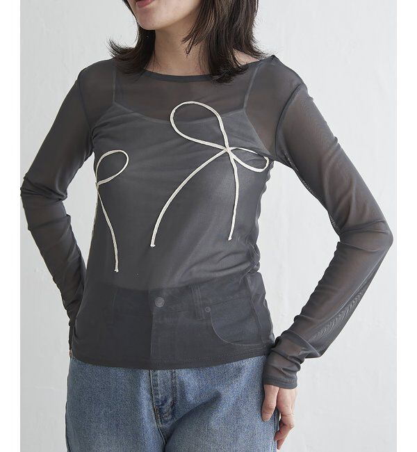 VENCE share style「シアーリボンコード刺繍プルオーバー」|Tシャツ・カットソー|