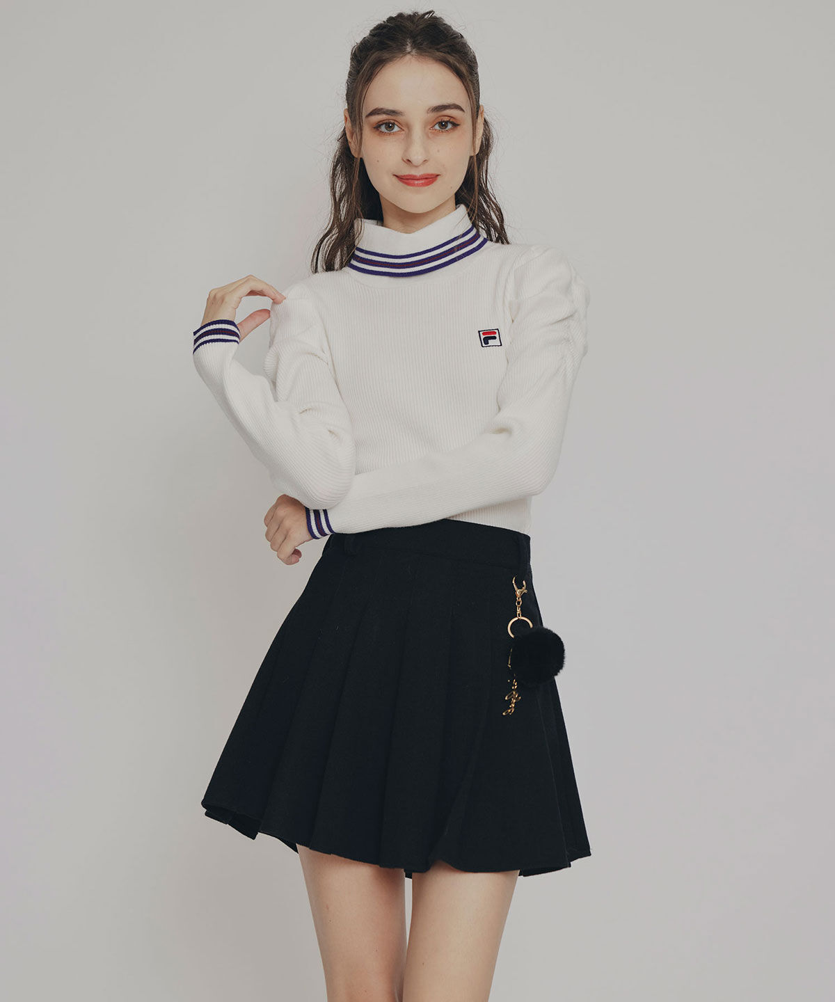 REDYAZEL「［FILA&times;REDYAZEL］ラインタートルニットプルオーバー」|ニット・セーター|