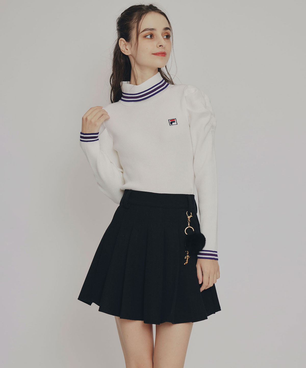 REDYAZEL「［FILA&times;REDYAZEL］ラインタートルニットプルオーバー」|ニット・セーター|