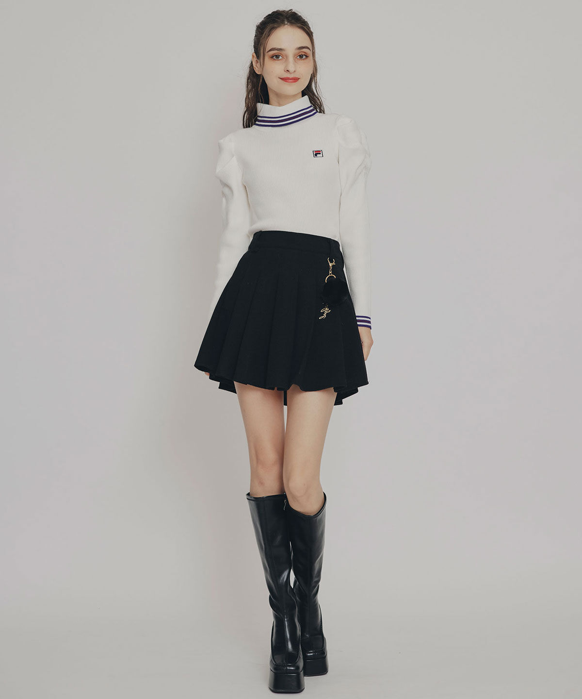 REDYAZEL「［FILA&times;REDYAZEL］ラインタートルニットプルオーバー」|ニット・セーター|