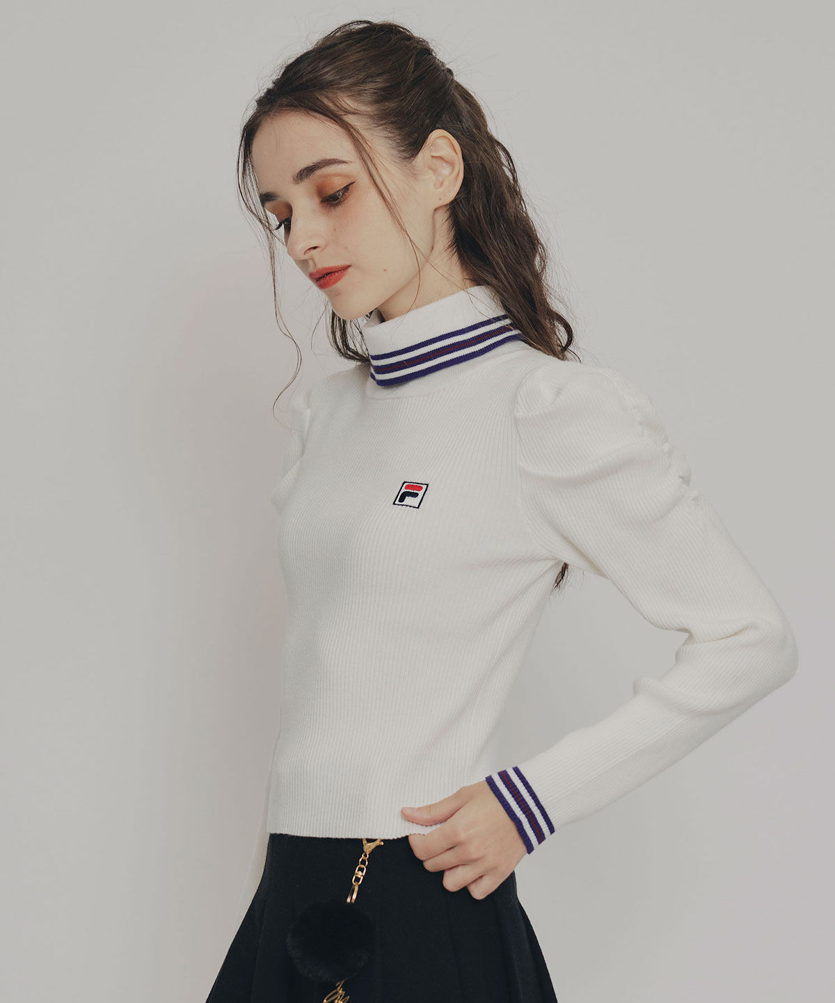 REDYAZEL「［FILA&times;REDYAZEL］ラインタートルニットプルオーバー」|ニット・セーター|