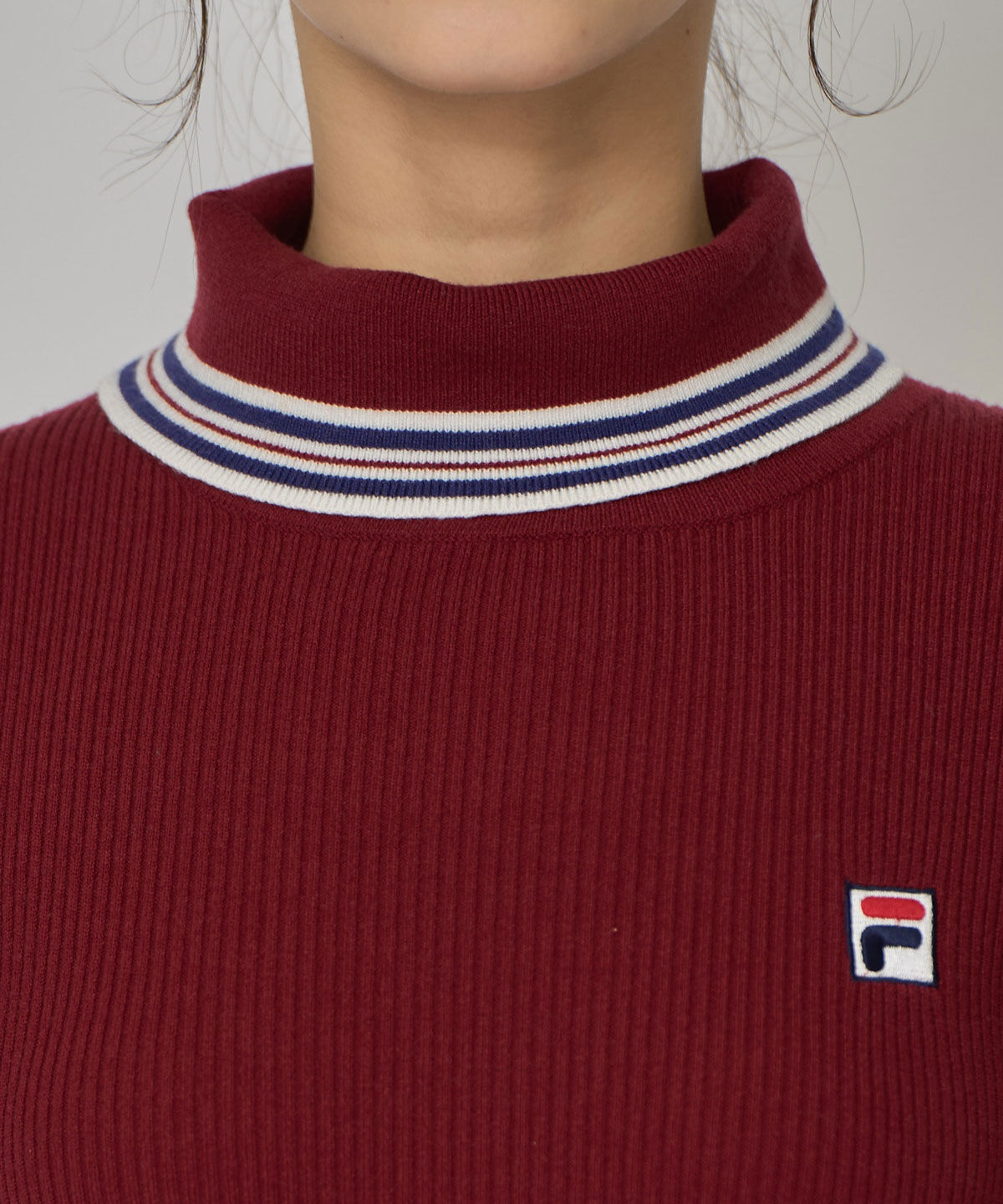 REDYAZEL「［FILA&times;REDYAZEL］ラインタートルニットプルオーバー」|ニット・セーター|