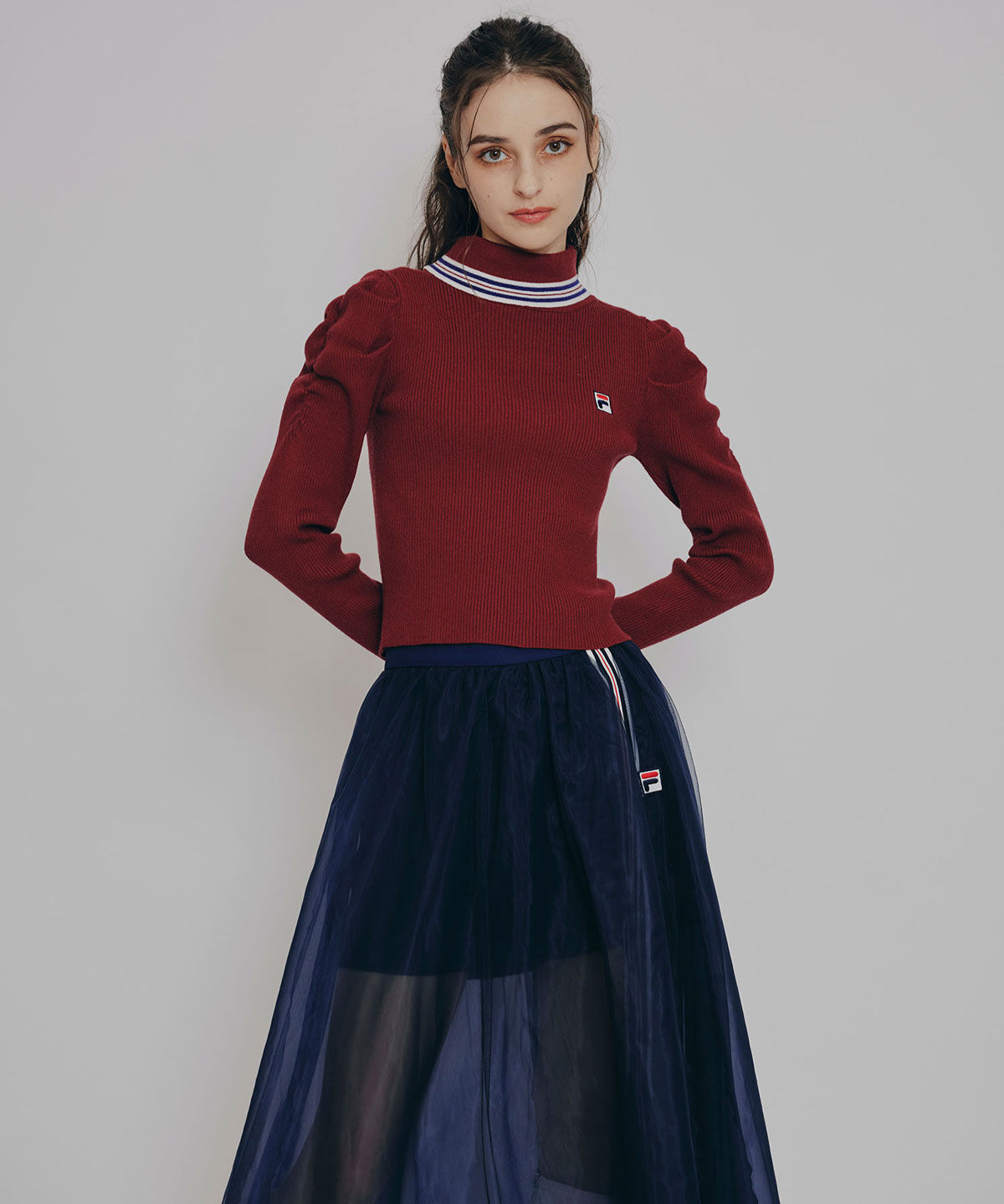 REDYAZEL「［FILA&times;REDYAZEL］ラインタートルニットプルオーバー」|ニット・セーター|