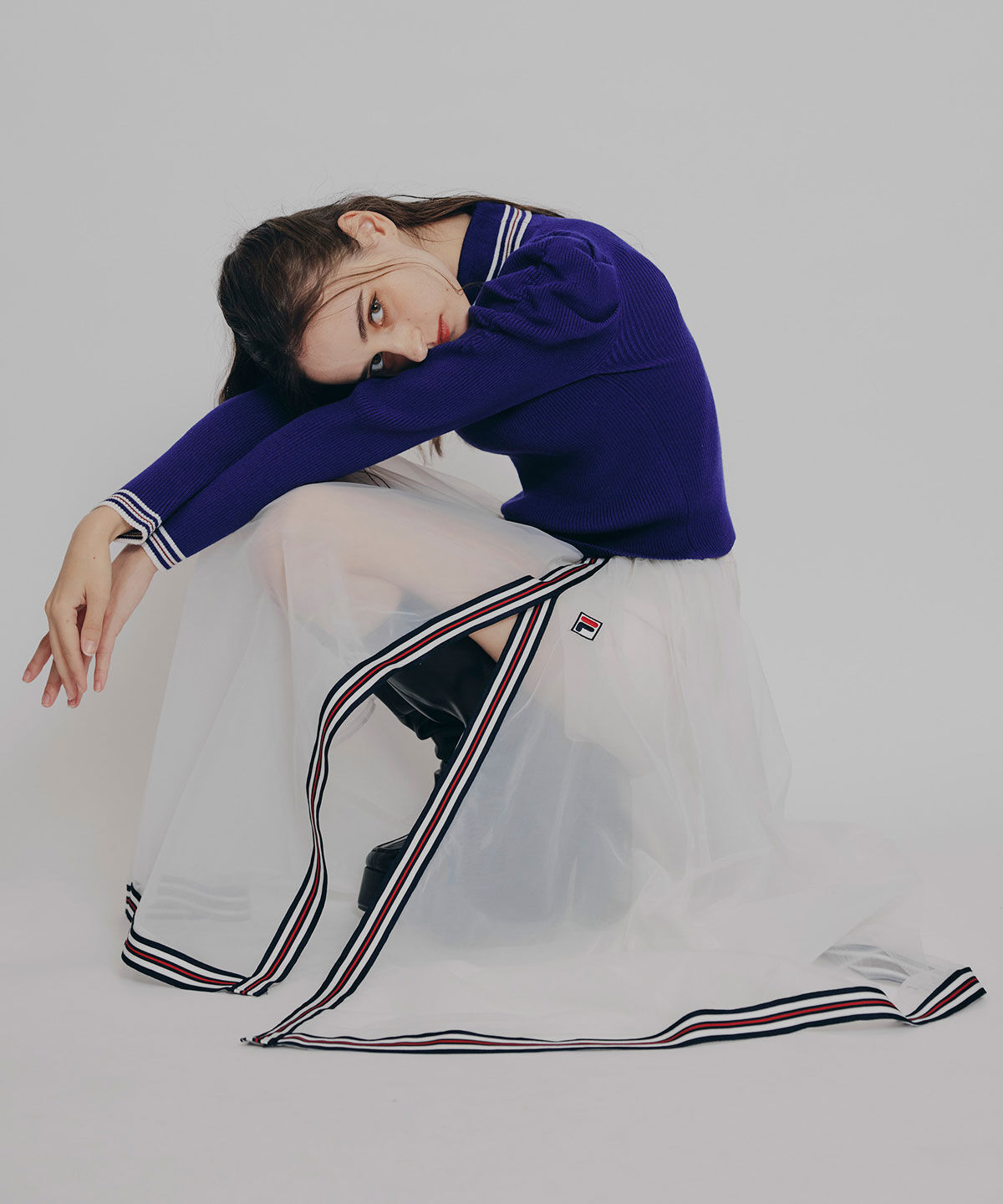 REDYAZEL「［FILA&times;REDYAZEL］ラインタートルニットプルオーバー」|ニット・セーター|