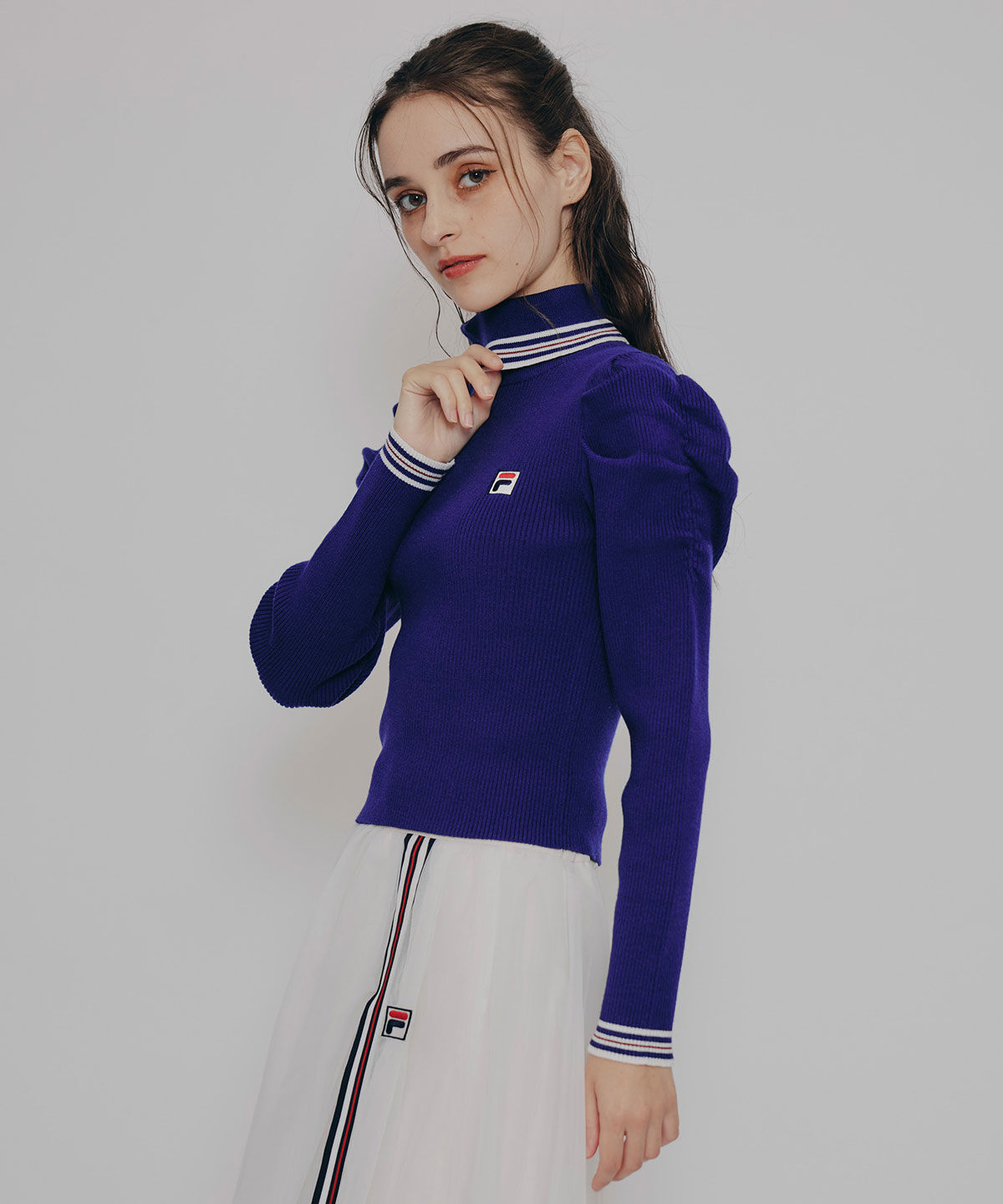 REDYAZEL「［FILA&times;REDYAZEL］ラインタートルニットプルオーバー」|ニット・セーター|