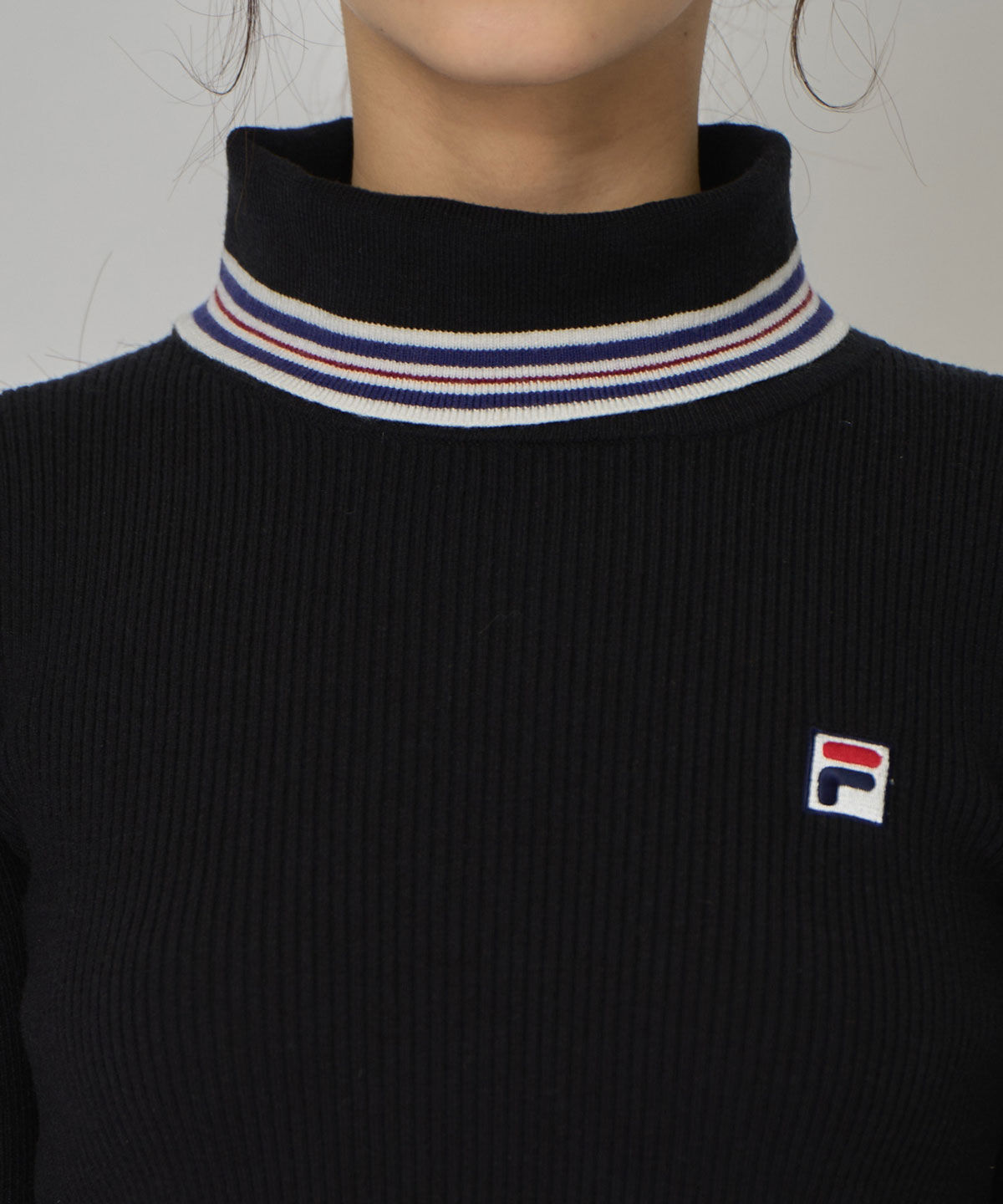 REDYAZEL「［FILA&times;REDYAZEL］ラインタートルニットプルオーバー」|ニット・セーター|