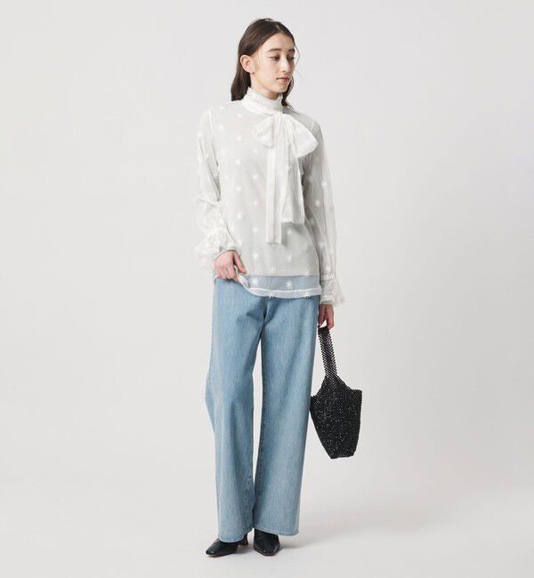 UNITED ARROWS「チュールフラワー ボウタイブラウス ‐ウォッシャブル‐」|シャツ・ブラウス|