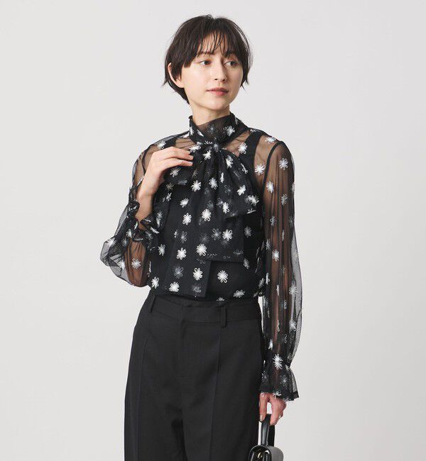 UNITED ARROWS「チュールフラワー ボウタイブラウス ‐ウォッシャブル‐」|シャツ・ブラウス|