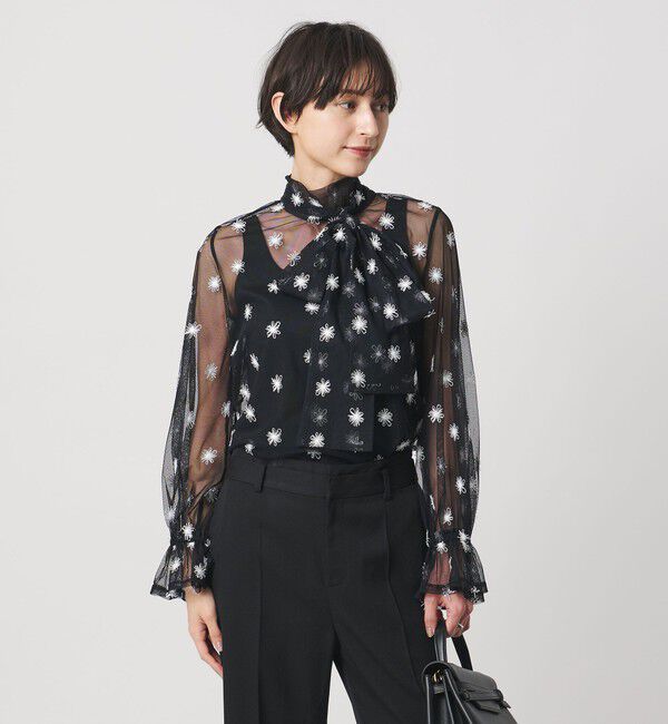 UNITED ARROWS「チュールフラワー ボウタイブラウス ‐ウォッシャブル‐」|シャツ・ブラウス|