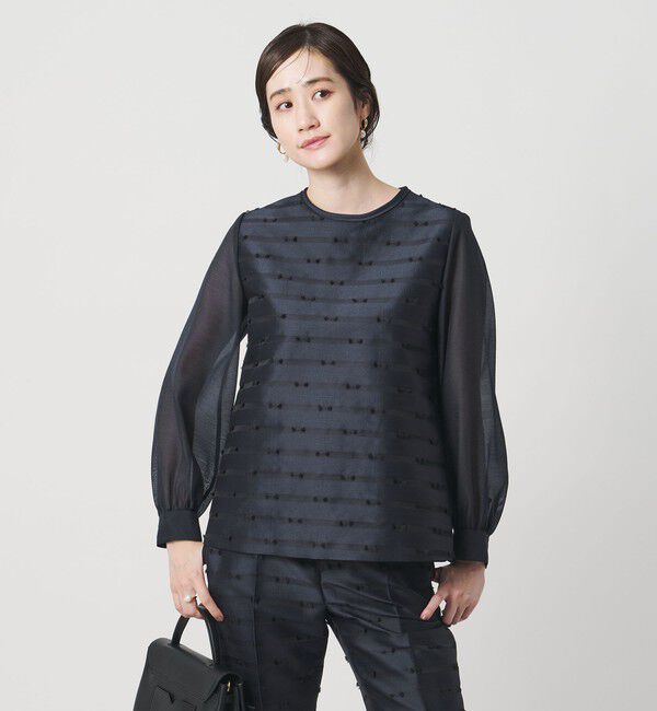 UNITED ARROWS「リボン カットジャガード ブラウス」|シャツ・ブラウス|