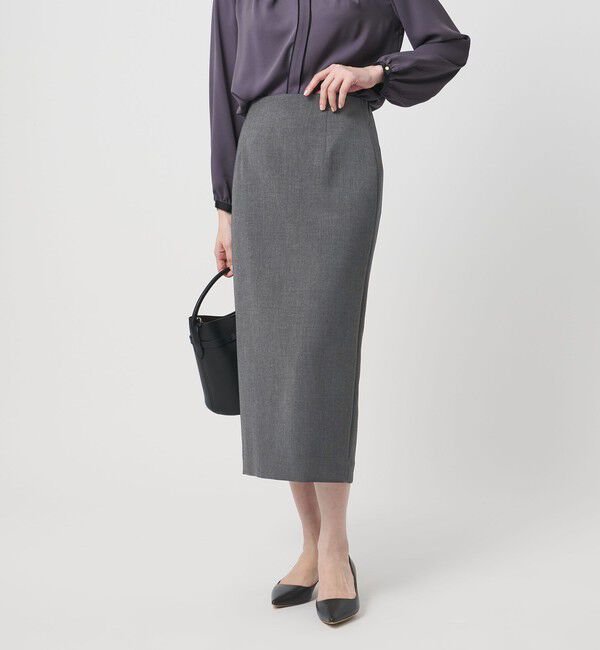 UNITED ARROWS「ダブルクロス タイトスカート ‐ウォッシャブル‐」|タイト|DK.GRAY