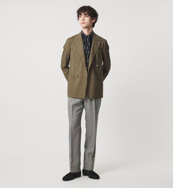 UNITED ARROWS「ハウンドトゥース  サイドアジャスター １プリーツ スラックス」|スラックス|