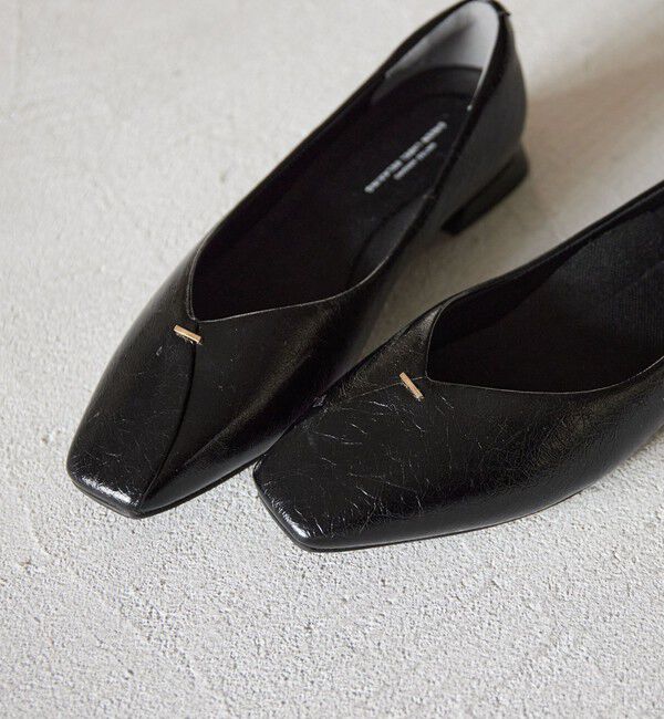 UNITED ARROWS green label relaxing「クッショニーシューズ スクエアトゥ メタルチップ / フラットシューズ」|パンプス|BLACK