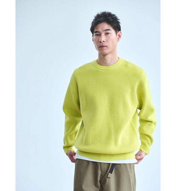 UNITED ARROWS green label relaxing「コットン ポリエステル ワッフル クルーネック ニット」|ニット・セーター|LIME