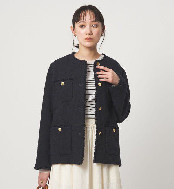 UNITED ARROWS green label relaxing「［size SHORTあり］Bisentino ノーカラー ジャケット」|ノーカラージャケット|NAVY