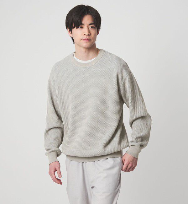 UNITED ARROWS green label relaxing「コットン リバー カノコ クルーネック ニット」|ニット・セーター|MD.GRAY