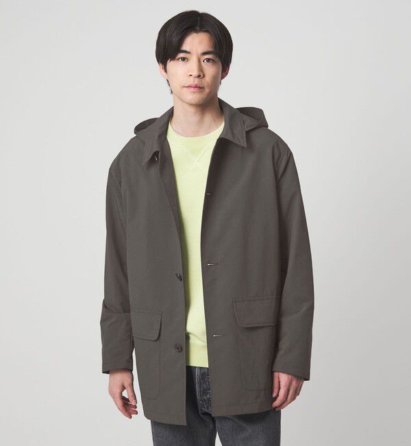 UNITED ARROWS green label relaxing「DICROS ミドル フード ステンカラー コート -撥水-」|ステンカラーコート|DK.GRAY