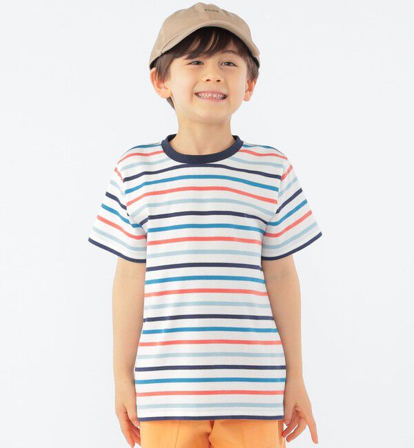 SHIPS KIDS「SHIPS KIDS:100～130cm / オーガニック コットン ボーダー TEE」|Tシャツ・カットソー|ホワイト