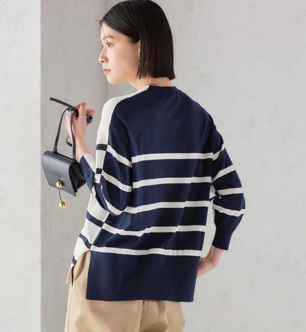 SHIPS for women「SHIPS Primary Navy Label:SEAISLAND コットン ボーダー TEE」|ニット・セーター|