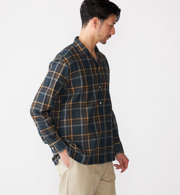 SHIPS「SHIPS: オープンカラー コットン マドラスチェック プルオーバー シャツ」|シャツ・ブラウス|