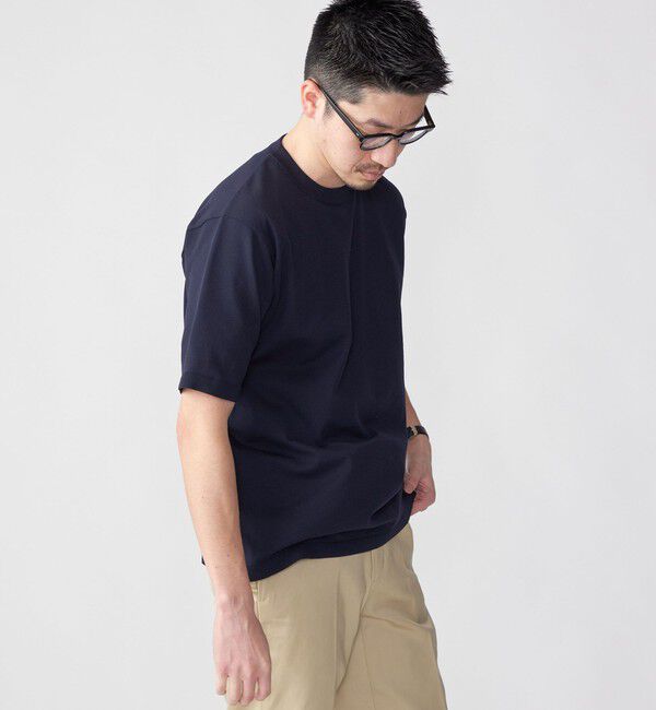 SHIPS「SHIPS:〈 洗濯機可能〉18ゲージ ポリエステル ライト リラックス ニット Tシャツ」|Tシャツ・カットソー|ネイビー