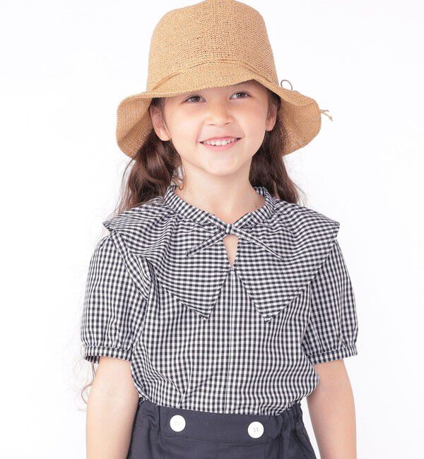 SHIPS KIDS「SHIPS KIDS:100～130cm / ギンガムチェック 半袖 ブラウス」|シャツ・ブラウス|