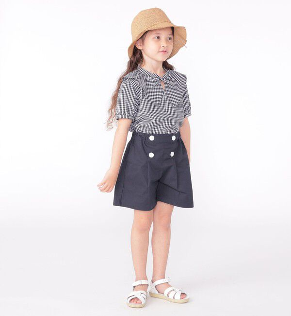 SHIPS KIDS「SHIPS KIDS:100～130cm / ギンガムチェック 半袖 ブラウス」|シャツ・ブラウス|