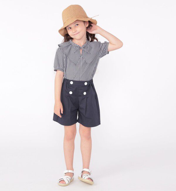 SHIPS KIDS「SHIPS KIDS:100～130cm / ギンガムチェック 半袖 ブラウス」|シャツ・ブラウス|