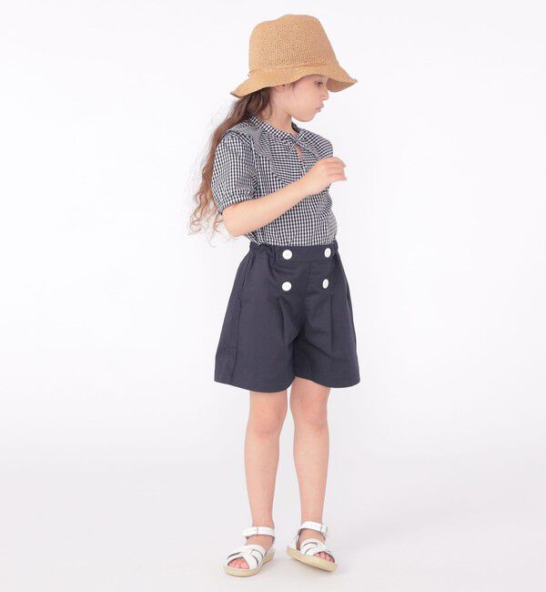 SHIPS KIDS「SHIPS KIDS:100～130cm / ギンガムチェック 半袖 ブラウス」|シャツ・ブラウス|