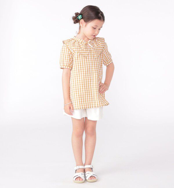SHIPS KIDS「SHIPS KIDS:100～130cm / ギンガムチェック 半袖 ブラウス」|シャツ・ブラウス|
