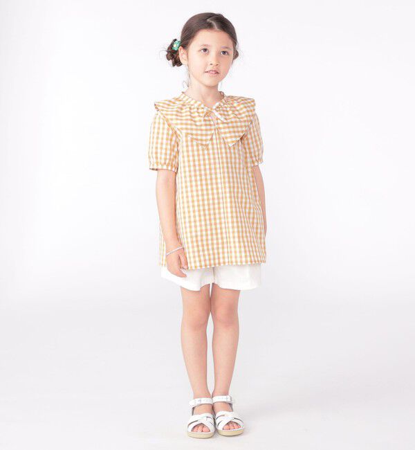 SHIPS KIDS「SHIPS KIDS:100～130cm / ギンガムチェック 半袖 ブラウス」|シャツ・ブラウス|