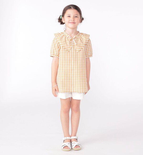 SHIPS KIDS「SHIPS KIDS:100～130cm / ギンガムチェック 半袖 ブラウス」|シャツ・ブラウス|