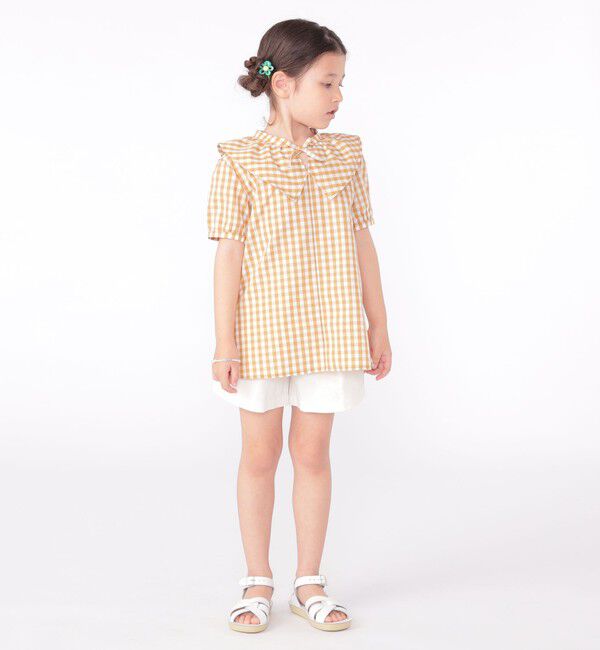 SHIPS KIDS「SHIPS KIDS:100～130cm / ギンガムチェック 半袖 ブラウス」|シャツ・ブラウス|