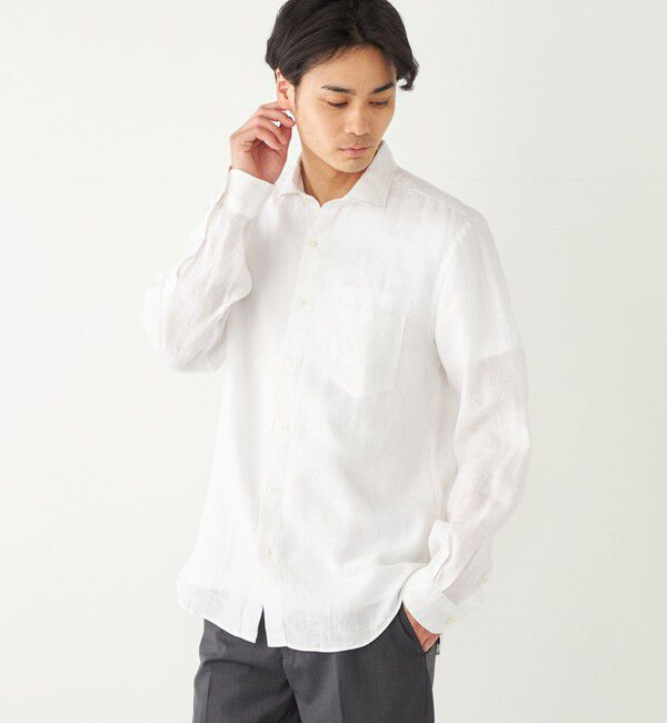 SHIPS Colors 「SHIPS Colors:〈洗濯機可能〉リネン セミワイドカラー シャツ」|シャツ・ブラウス|