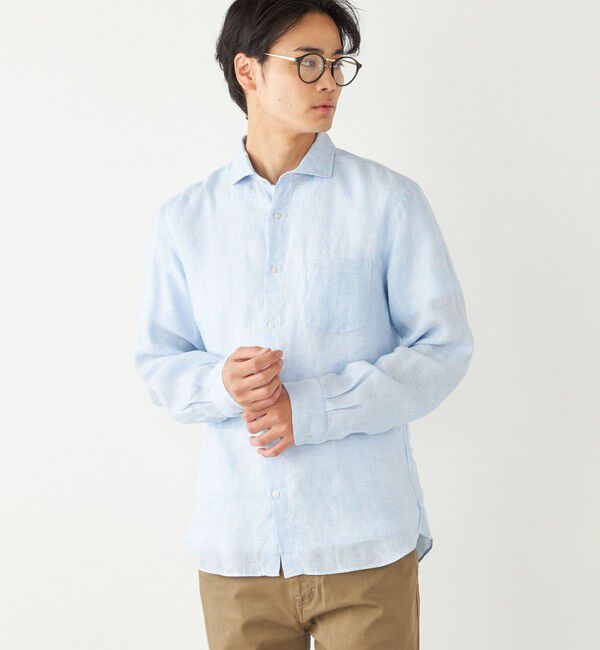 SHIPS Colors 「SHIPS Colors:〈洗濯機可能〉リネン セミワイドカラー シャツ」|シャツ・ブラウス|