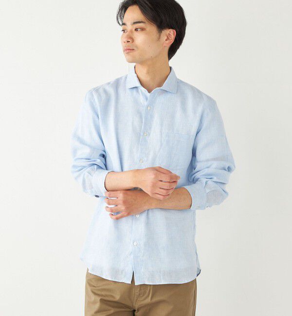 SHIPS Colors 「SHIPS Colors:〈洗濯機可能〉リネン セミワイドカラー シャツ」|シャツ・ブラウス|