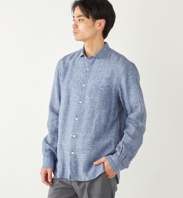 SHIPS Colors 「SHIPS Colors:〈洗濯機可能〉リネン セミワイドカラー シャツ」|シャツ・ブラウス|