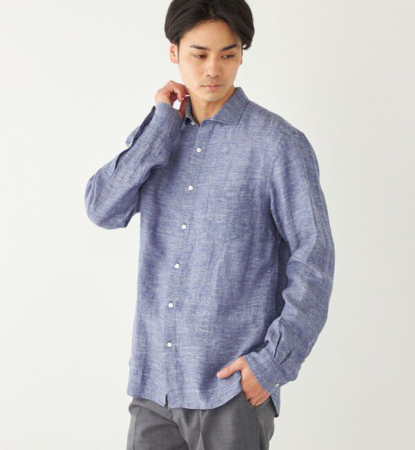 SHIPS Colors 「SHIPS Colors:〈洗濯機可能〉リネン セミワイドカラー シャツ」|シャツ・ブラウス|
