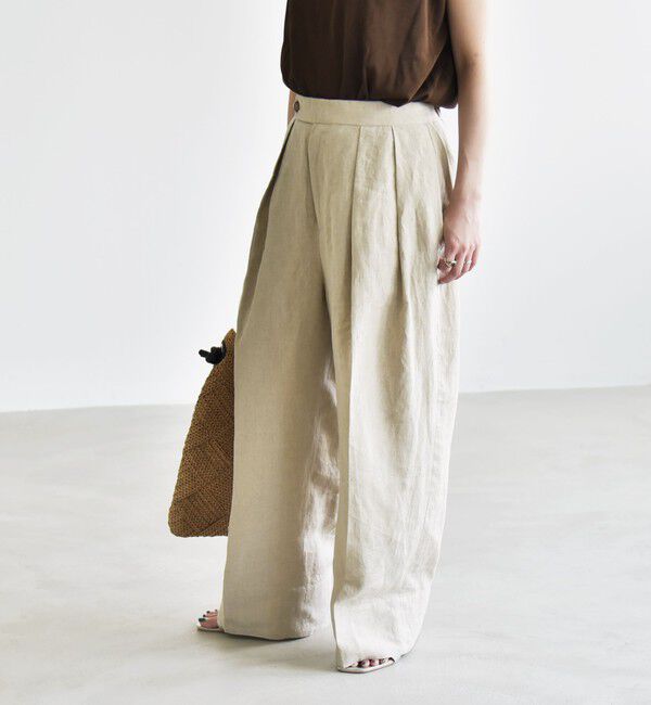 quaranciel「quaranciel:〈洗濯機可能〉ヨーロピアンフラックス リネン タック ワイド パンツ」|その他|
