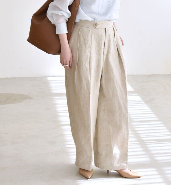 quaranciel「quaranciel:〈洗濯機可能〉ヨーロピアンフラックス リネン タック ワイド パンツ」|その他|